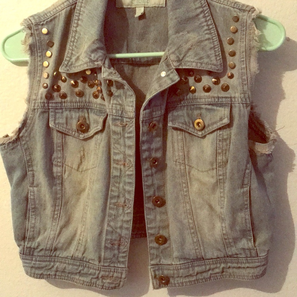 Spiked denim vest